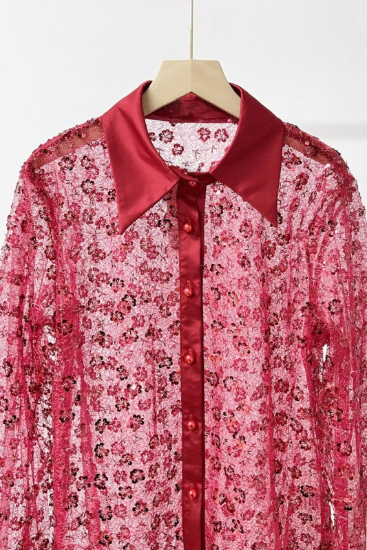Blusa Lentejuelas De Flor