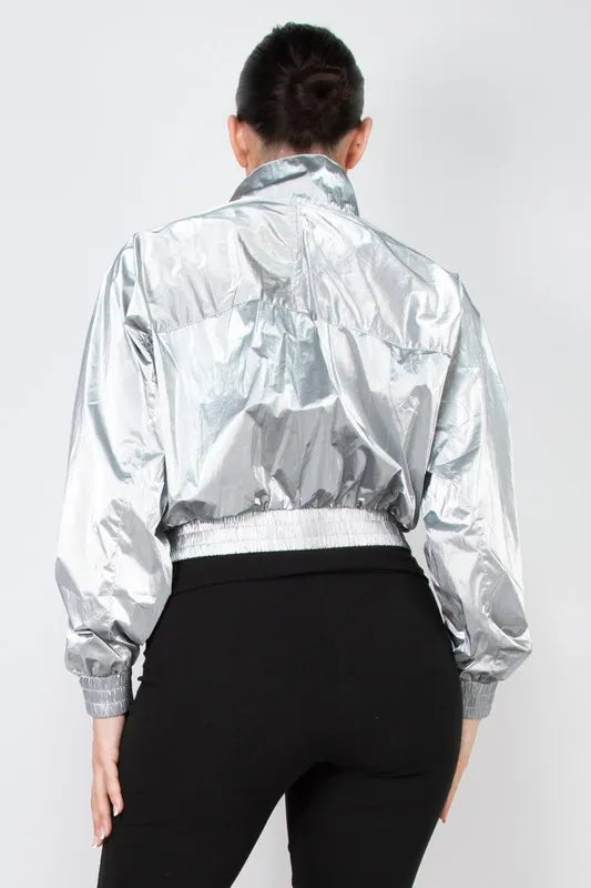 Cortavientos Deportivo Crop Metalizado