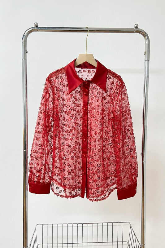 Blusa Lentejuelas De Flor