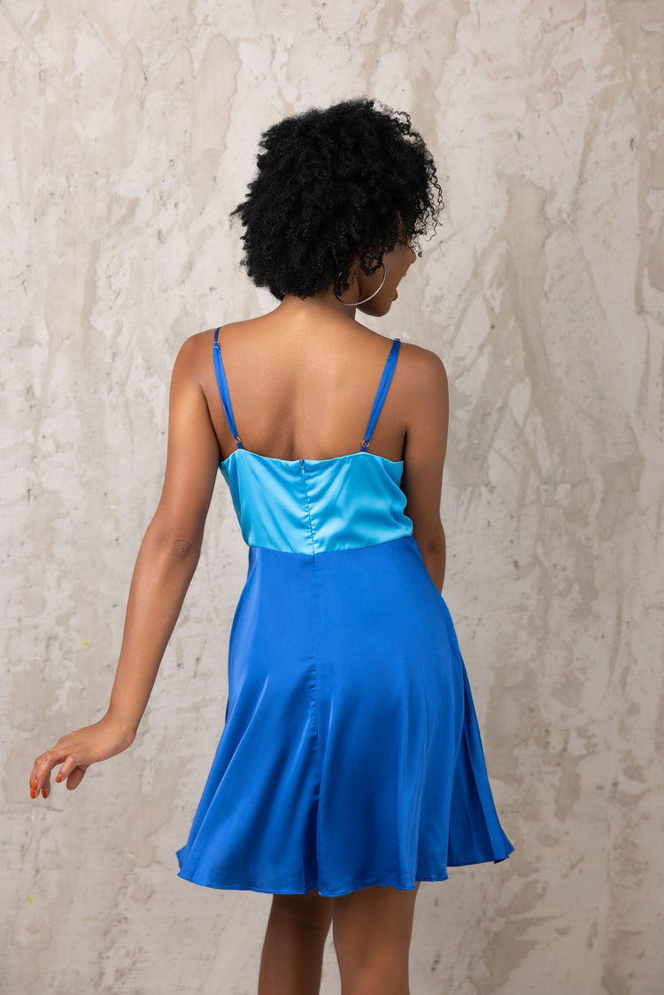 Mini light and dark blue dress