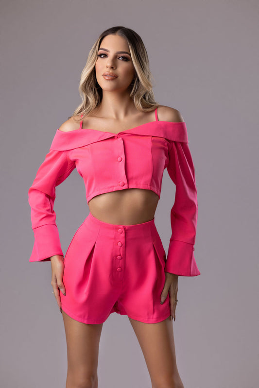 Long sleeve top and short set