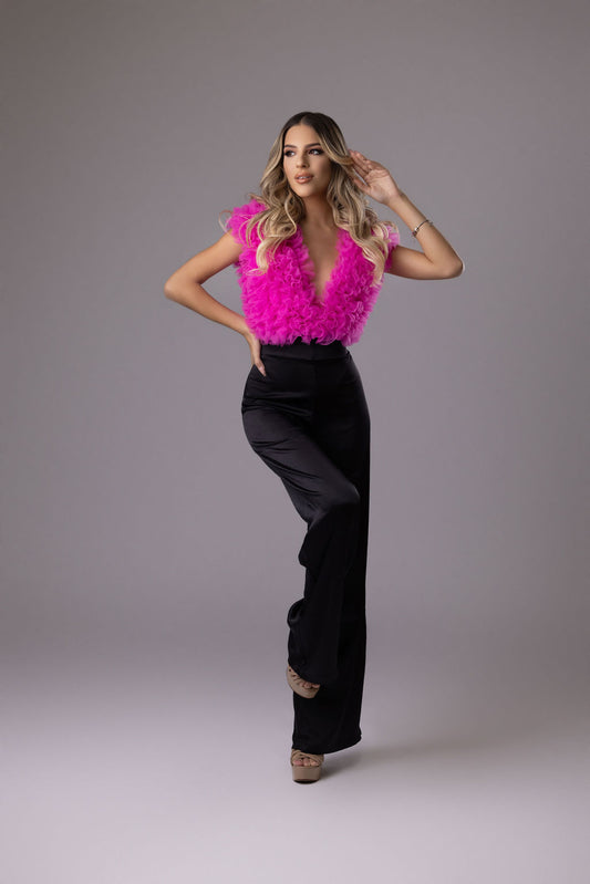 Ruffle backless bodysuit