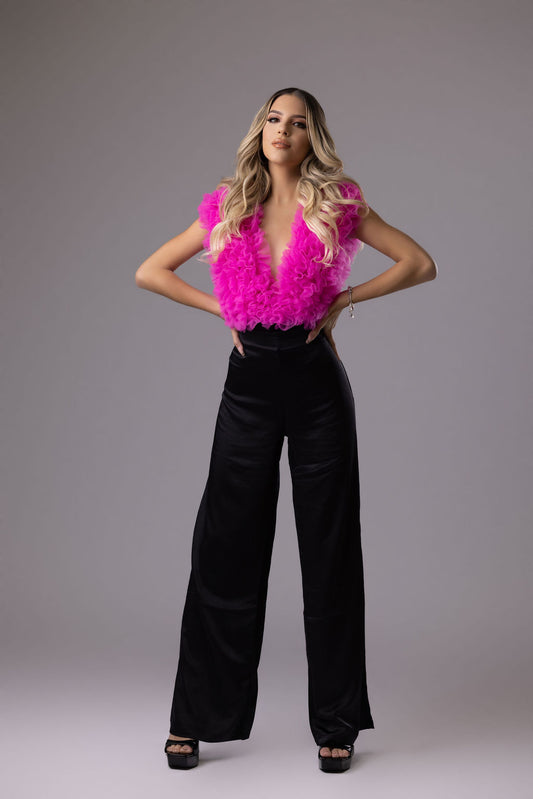 Ruffle backless bodysuit