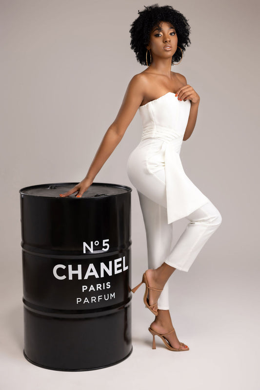 White strapples jumpsuit