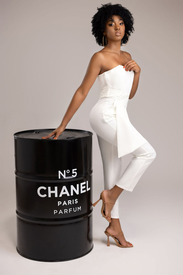 White strapples jumpsuit